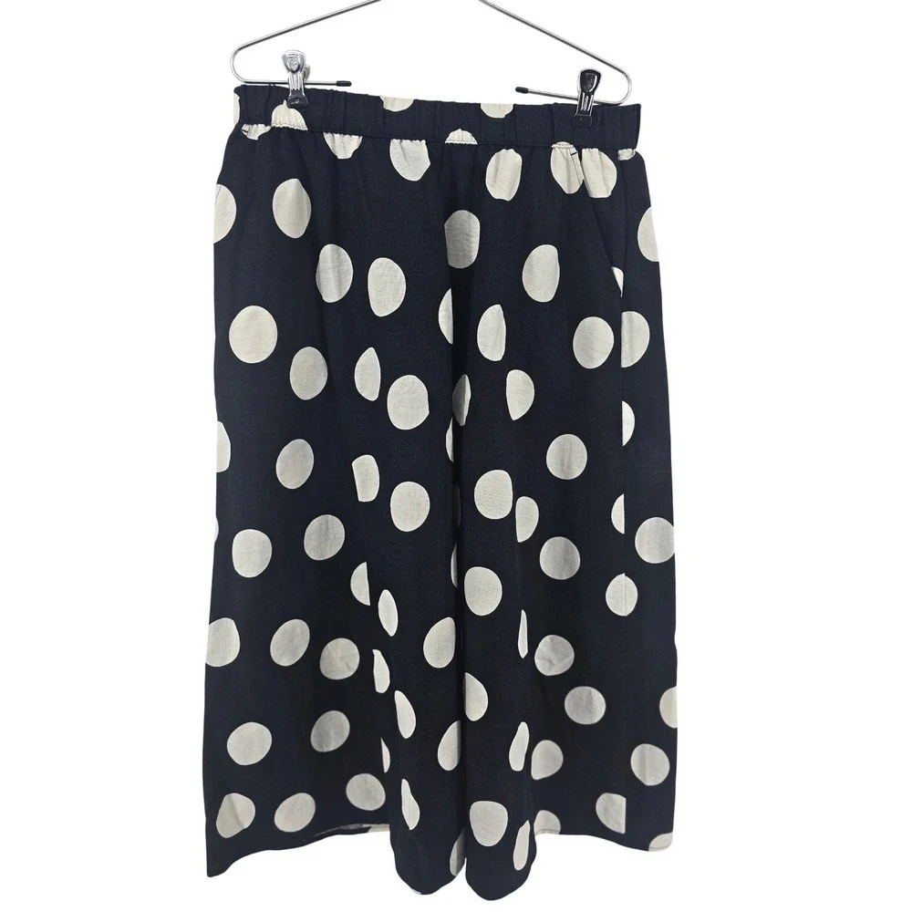 Tabitha Brown x Target Pants Womens M Polka Dot Black White Wide Leg Linen EUC